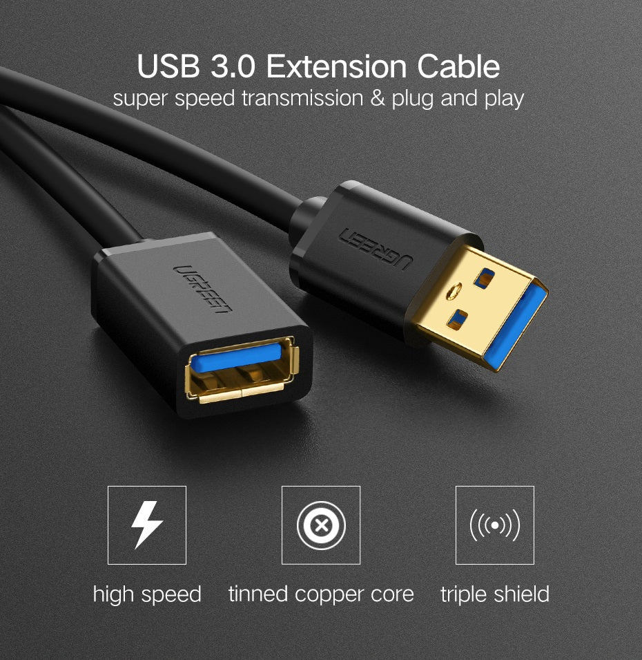 USB-A Male to USB-A Female Extension Cable