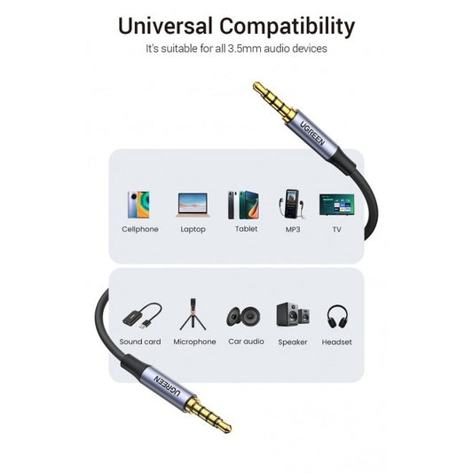 3.5mm 4-Pole M/M Audio Cable Alu Case 3m