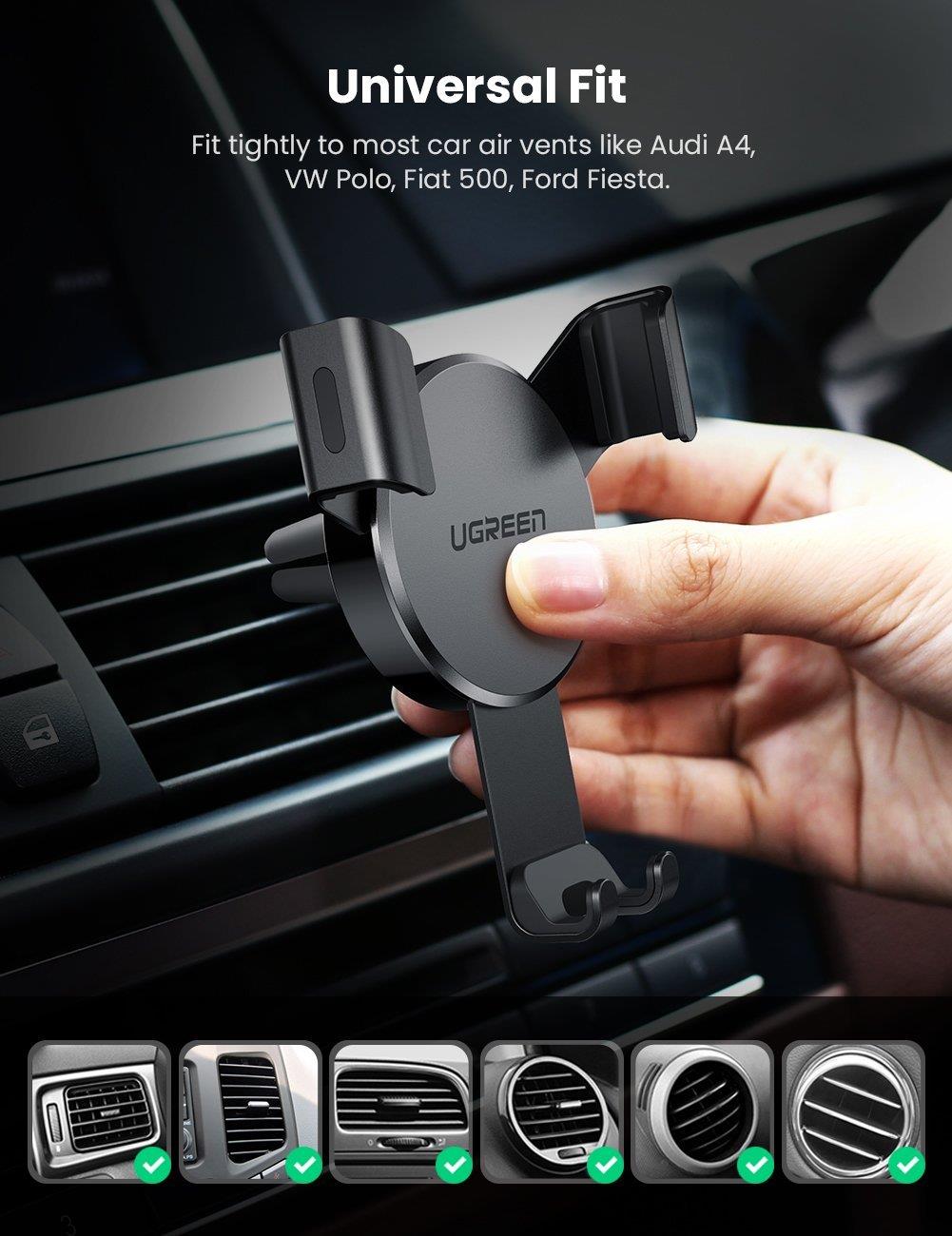 Gravity Drive Air Vent Mount Phone Holder (Space gray)