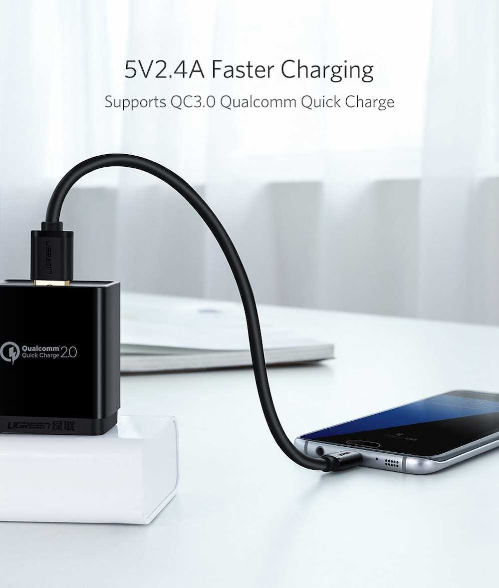 USB 2.0 A to Micro USB Cable Nickel Plating 2M (Black)