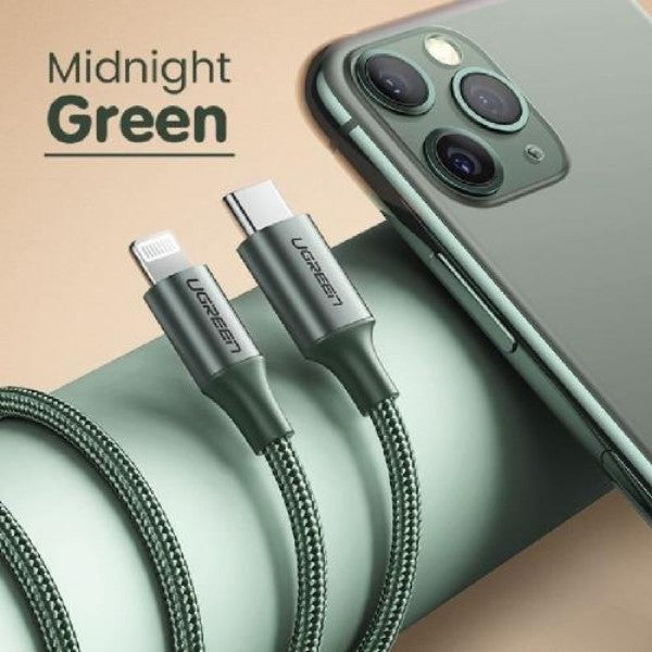 USB-C to Lightning Cable Aluminum Shell Braided 1m(Midnight Green)
