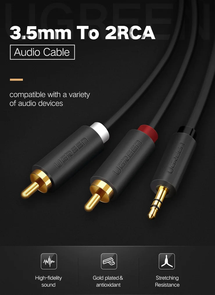 3.5mm Female to 2 RCA Male audio cable 1M
