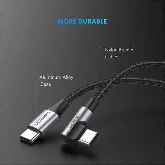 USB-C to Angled USB 2.0 C M/M Round Cable Aluminum Shell Nickel Plating 2m (Gray Black)