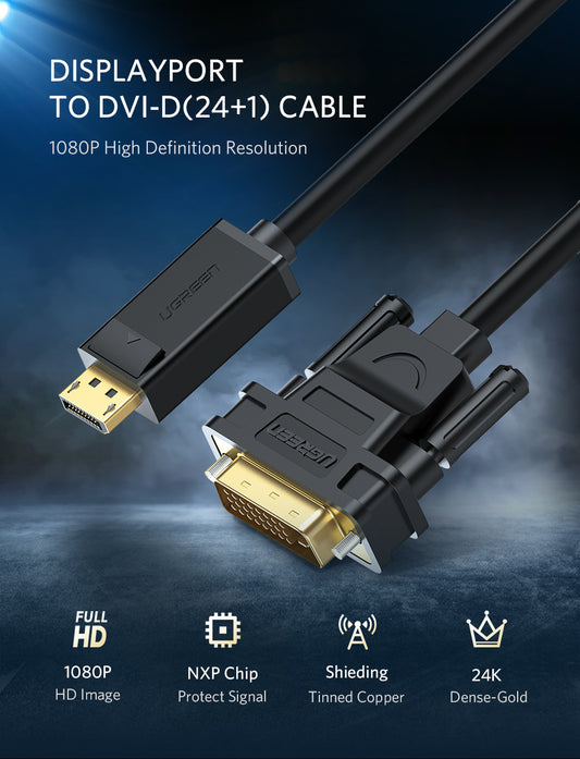 DP Male to DVI Male Cable 1.5m (Black)