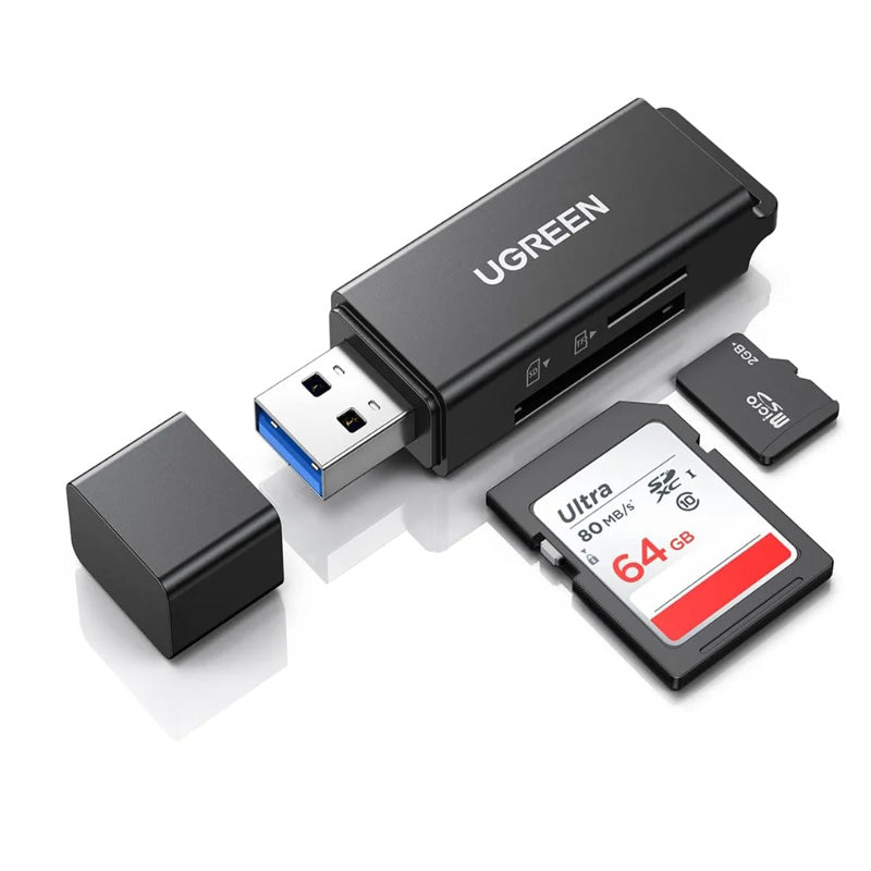 USB 3.0 to TF + SD Dual Card Reader (Black)