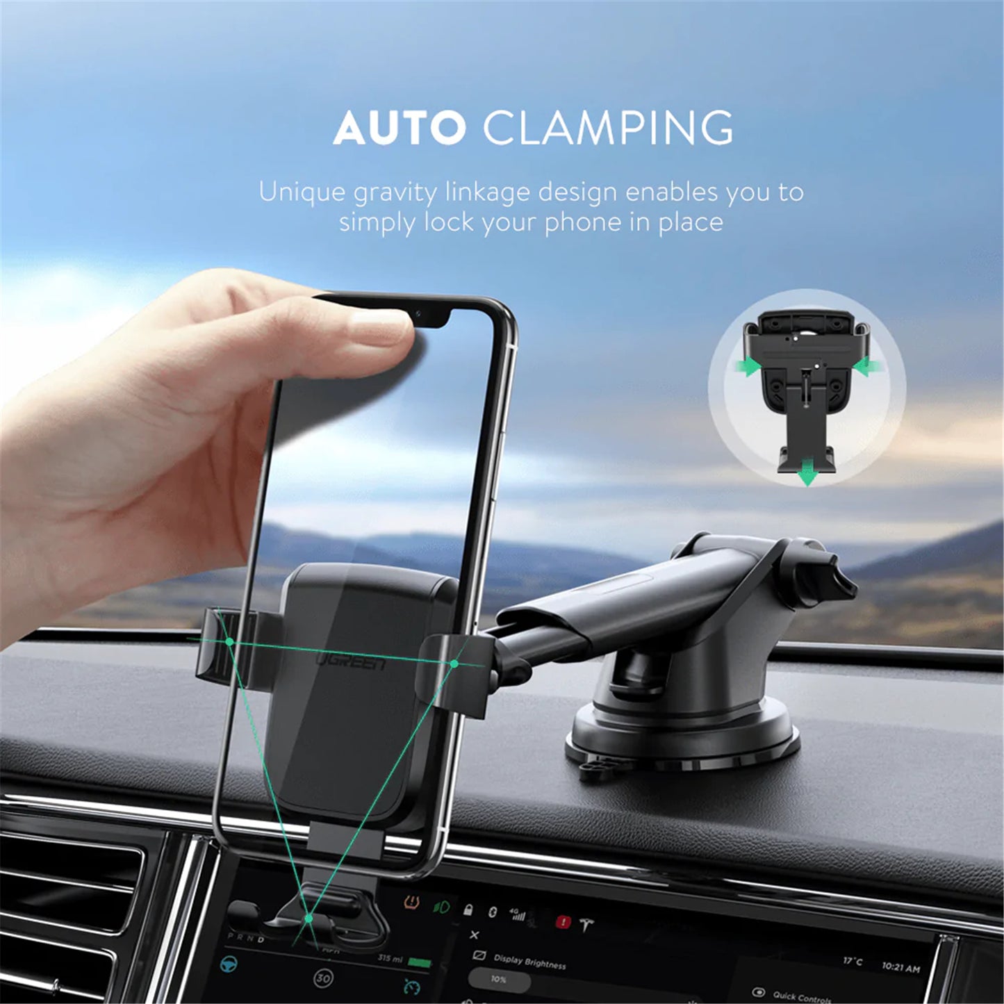 Gravity Phone Holder with Suction Cup (Black)