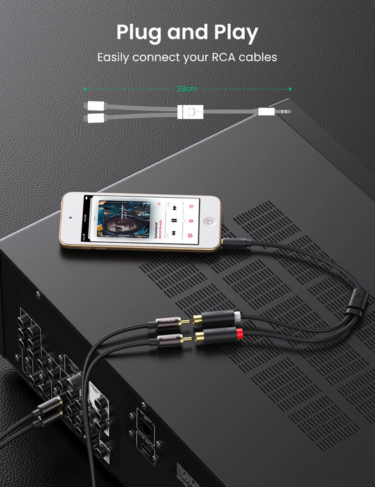 3.5mm Male to 2RCA Female Cable 25cm (Gray)