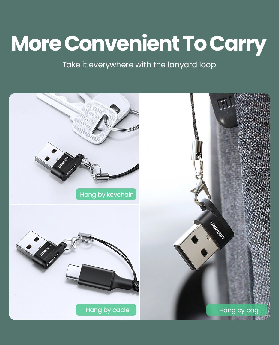 USB A Male to USB-C Female Adapter (Black)