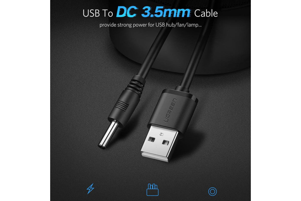USB2.0-A to DC 3.5mm M/F Charging Cable 1m (Black)