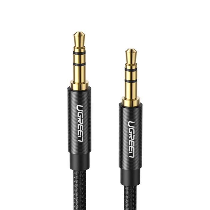 3.5mm Male to 3.5mm Male Cable Gold Plated Metal Case with Braid 1m (Black)