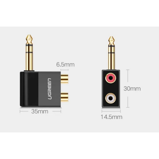 6.35mm Male to 2RCA Female Adapter (Black)