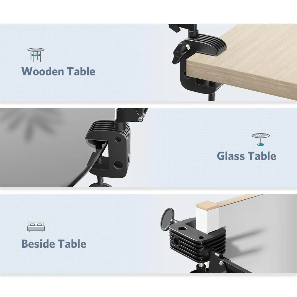 Universal holder with folding long arm (Black)