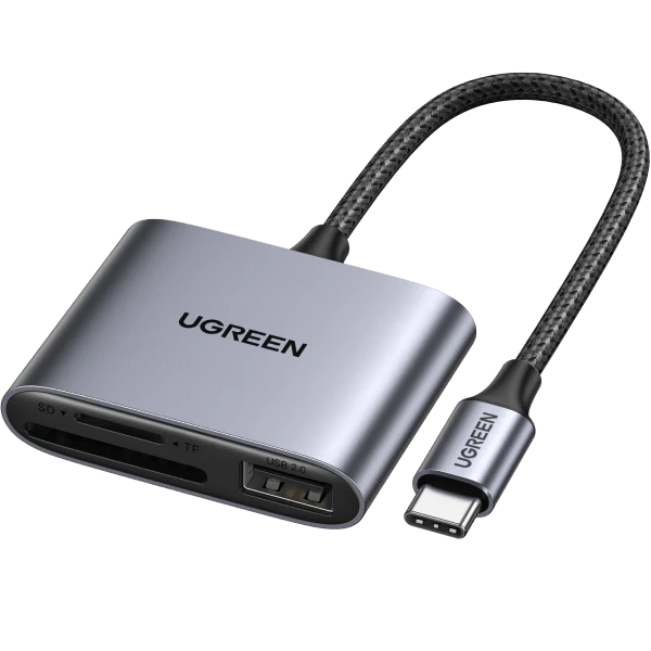 USB-C to SD/TF + USB 2.0 Memory Card Reader