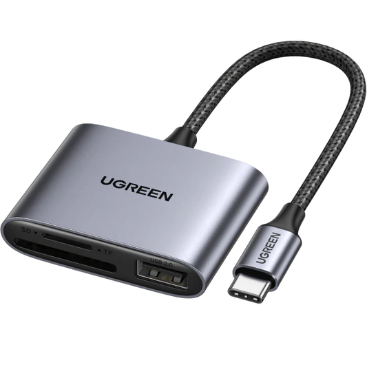 USB-C to SD/TF + USB 2.0 Memory Card Reader