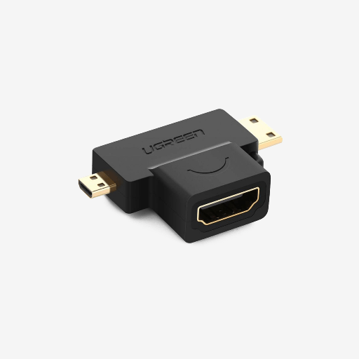 Micro HDMI + Mini HDMI Male to HDMI Female Adapter