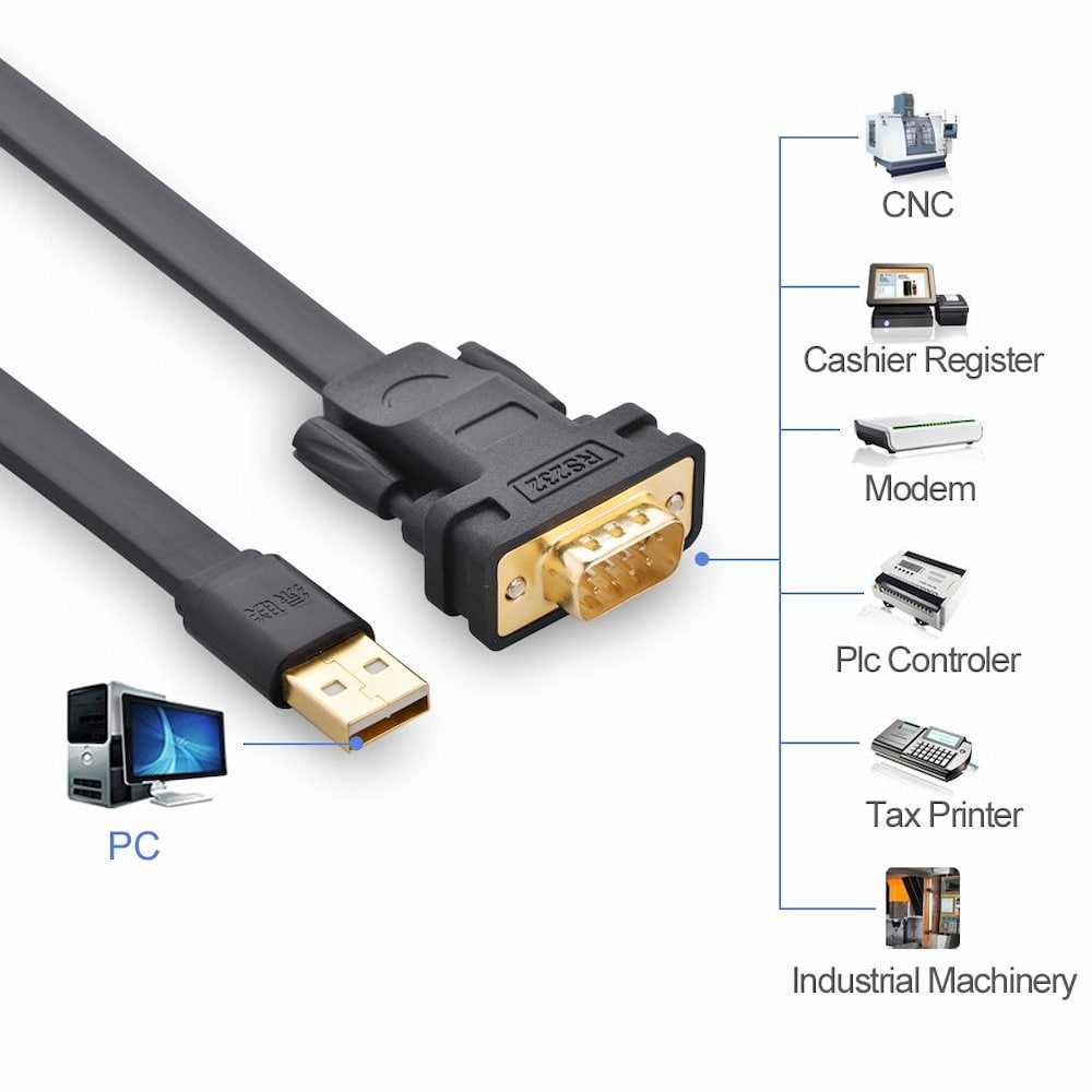 USB 2.0 to DB9 RS-232 Adapter Flat Cable 1m