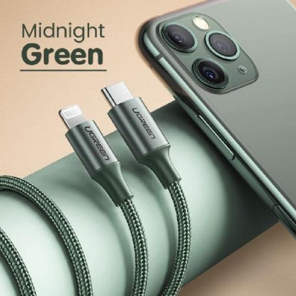 USB-C to Lightning Cable Aluminum Shell Braided 1m(Midnight Green)