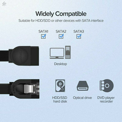 SATA 3 Data Cable 0.5m (Black)