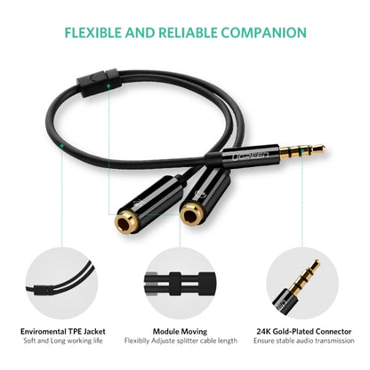 3.5mm male to 2 Female Audio Cable ABS Case (Black)