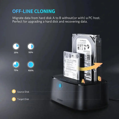 USB 3.0 to SATA Dual-Bay Hard Drive Duplicator/Cloner EU