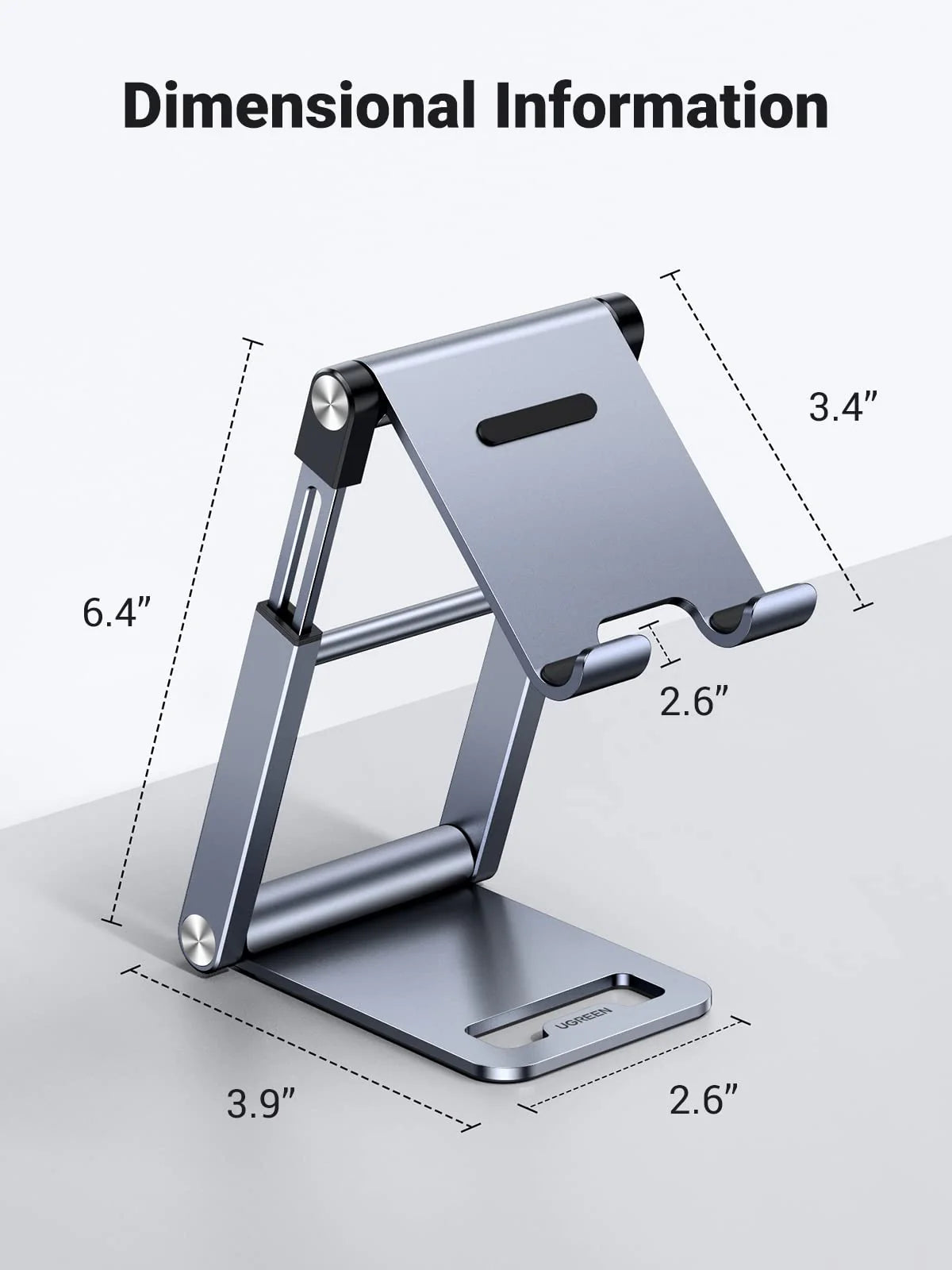Aluminum Multi-Angle Table Cradle Phone Desktop Holder 4-6.5 Inches