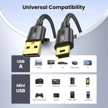 USB 2.0 A Male To Mini USB Male cable 1M Black