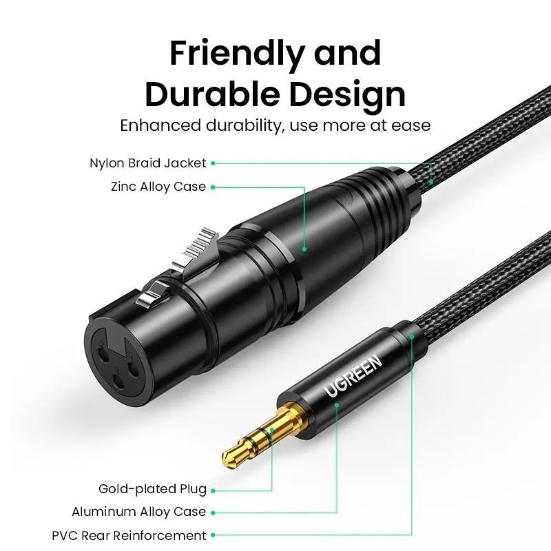 3.5mm Three-Pole Male to XLR Female Audio Cable 2m