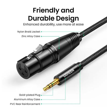 3.5mm Three-Pole Male to XLR Female Audio Cable 2m
