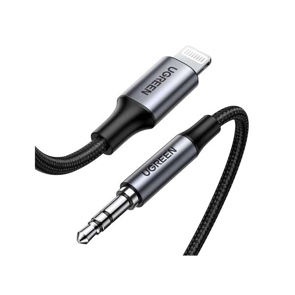 Lightning to 3.5mm Aux Cable Aluminum Shell with Braided 1m (Black)