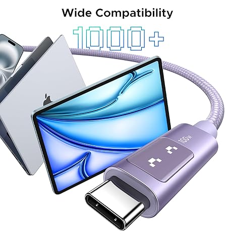 Uno USB-C to USB-C PD 100W Fast Charging Cable Purple 1m