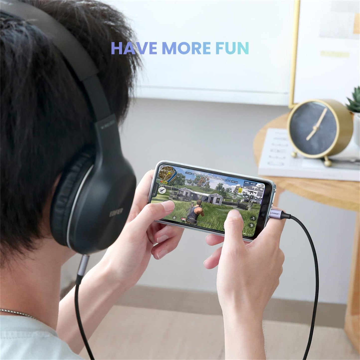 Round USB-C Audio Cable 3.5mm M/M Aluminum Shell 1m (Deep Gray)