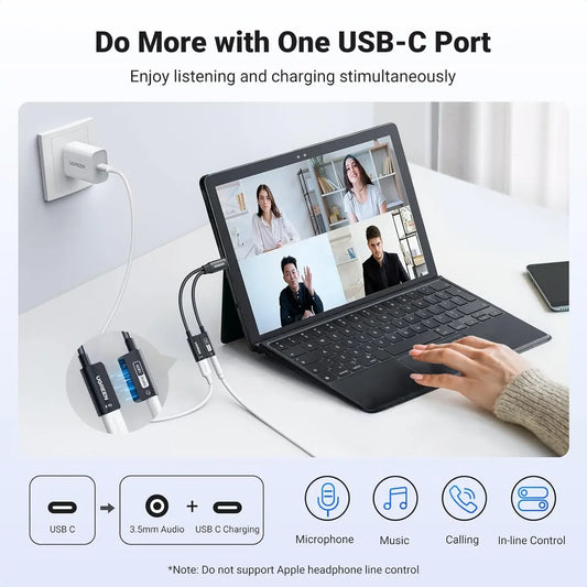 USB-C to 3.5mm Audio Adapter with Power Delivery