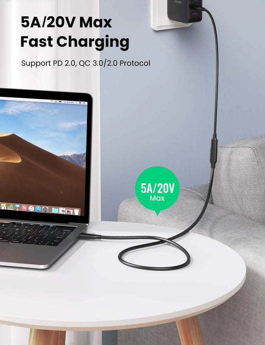 USB-C/M to USB-C/F Gen2 5A Extension Cable 1m (Black)