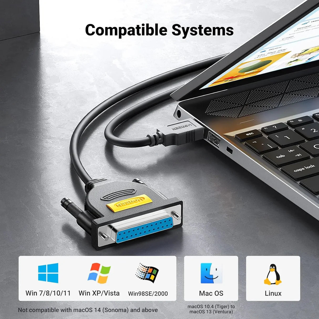 USB to DB25 Parallel Printer Cable 2m