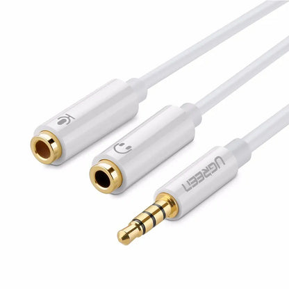 3.5mm Male to Dual 3.5mm Female Headset Splitter White