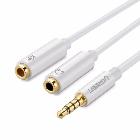 3.5mm Male to Dual 3.5mm Female Headset Splitter White