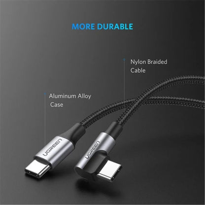USB-C to Angled USB 2.0 C M/M Round Cable Aluminum Shell Nickel Plating 2m (Gray Black)