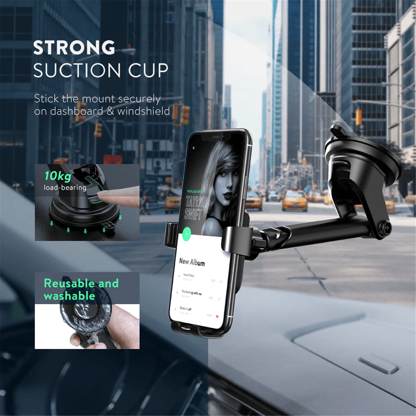 Gravity Phone Holder with Suction Cup (Black)