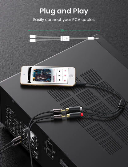 3.5mm Male to 2RCA Female Cable 25cm (Gray)