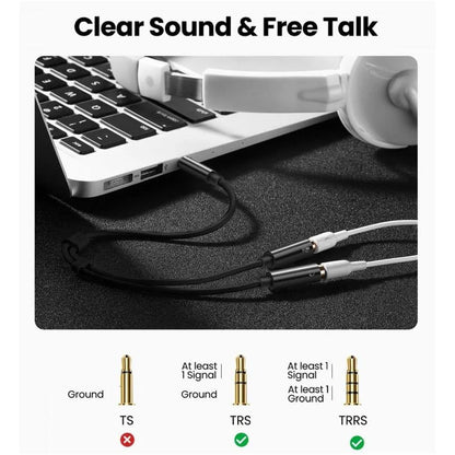 3.5mm Male to 2 female 3.5mm Headphone with Mic cable