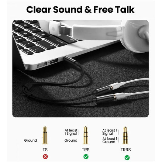 3.5mm Male to 2 female 3.5mm Headphone with Mic cable