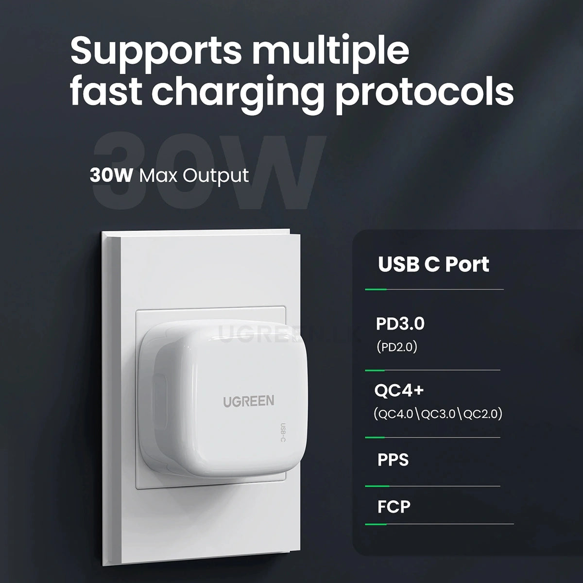 30W PD Fast Charger UK (White)