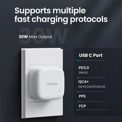 30W PD Fast Charger UK (White)