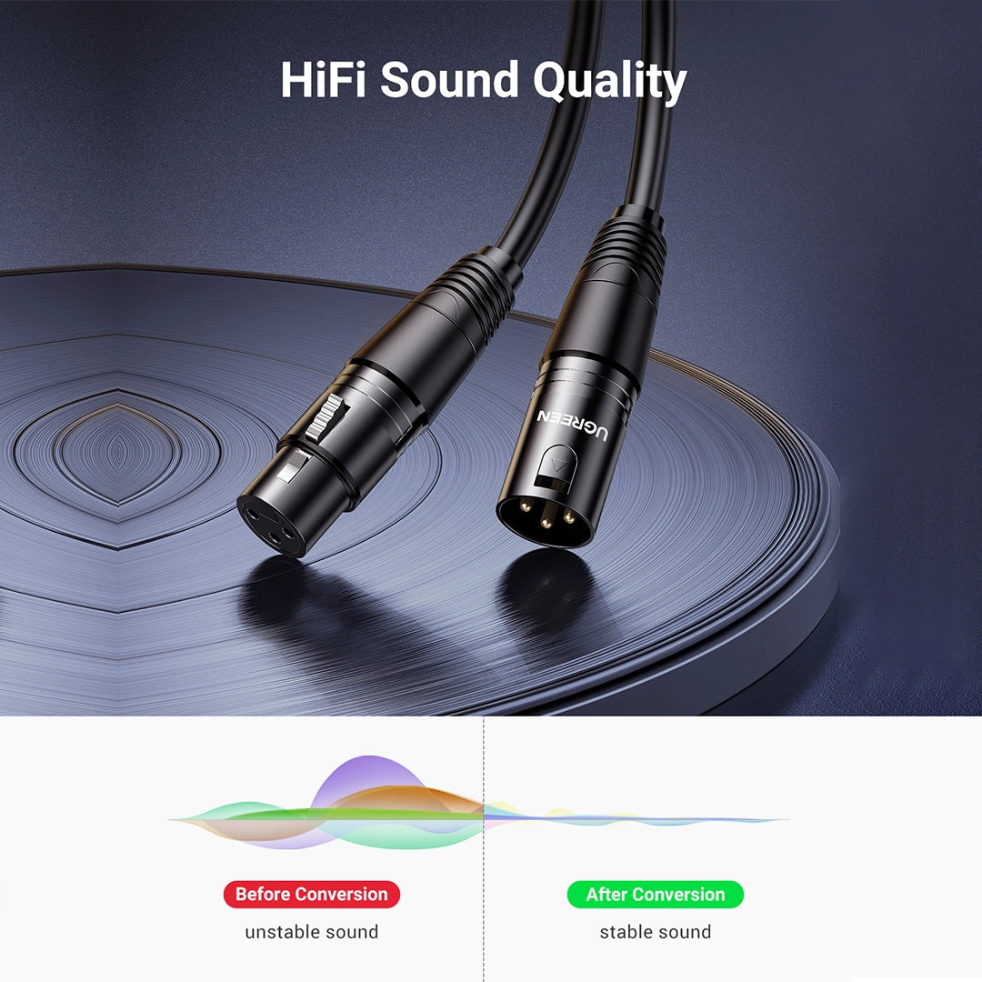 3 Pin XLR Male to Female Audio Cable 2M