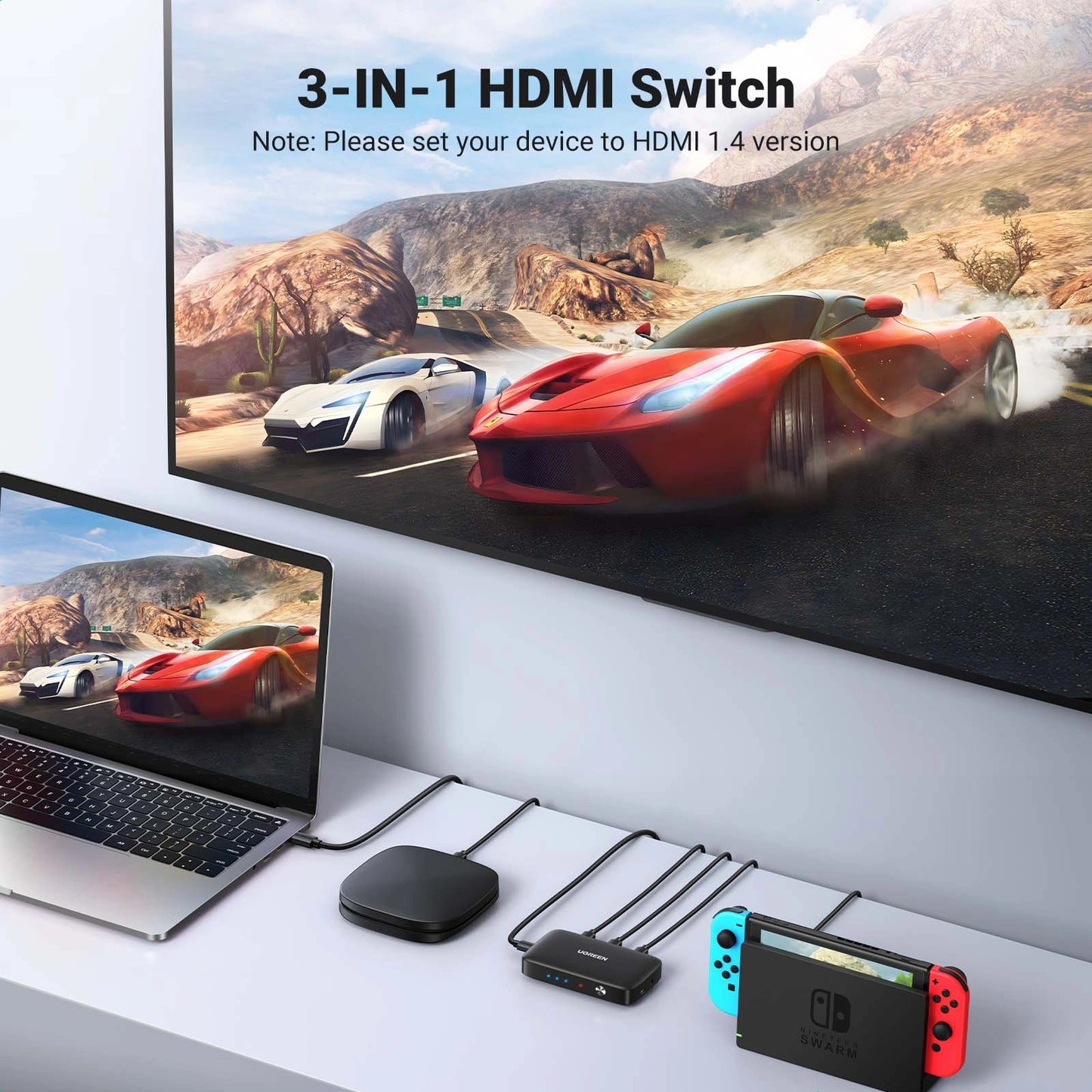 HDMI Switcher 3 In 1 Out  4K@30HZ