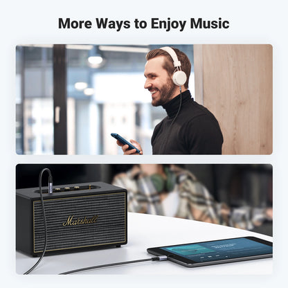 Lightning to 3.5mm Aux Cable Aluminum Shell with Braided 1m (Black)