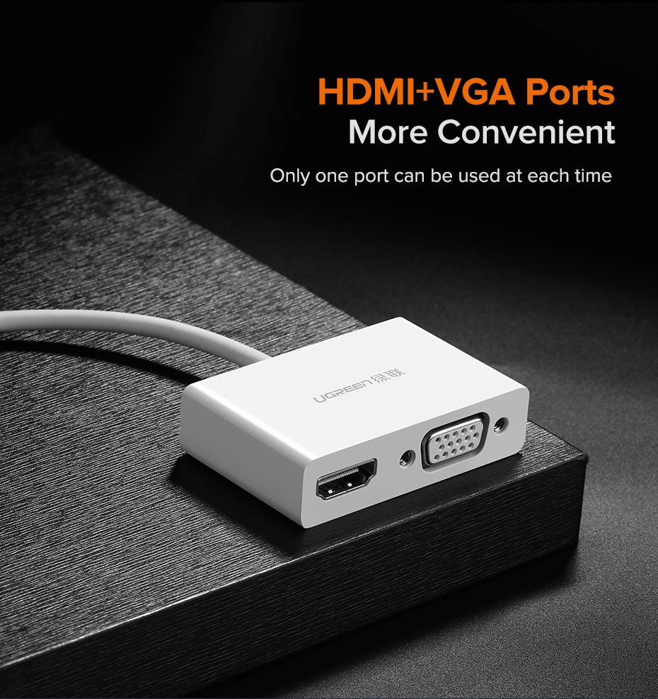 USB Type C to HDMI + VGA Converter (White)
