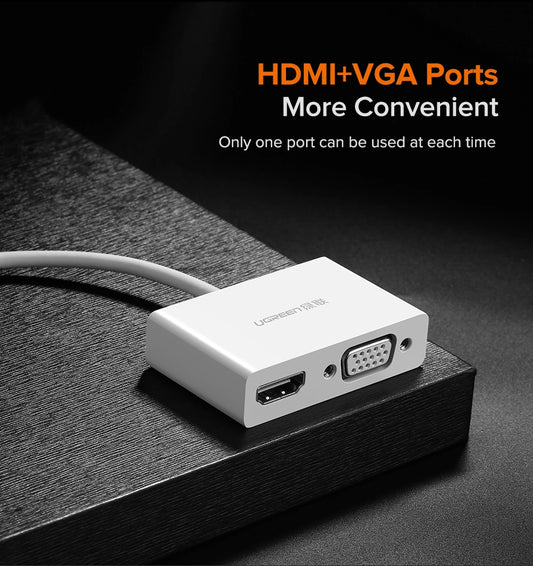 USB Type C to HDMI + VGA Converter (White)