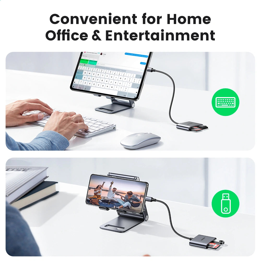 USB-C to SD/TF + USB 2.0 Memory Card Reader