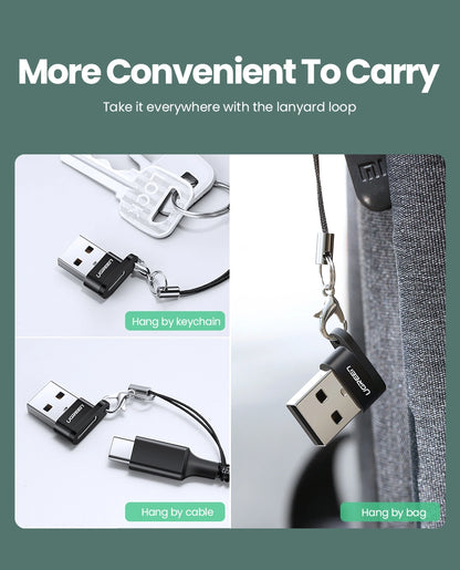 USB A Male to USB-C Female Adapter (Black)